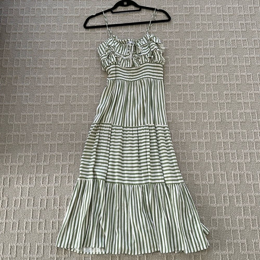 Green striped Zara midi dress